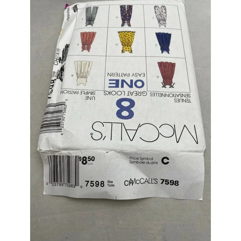 McCalls 7598 Sewing Pattern Girls Jumpers Jumpsuits Sizes 7 8 10